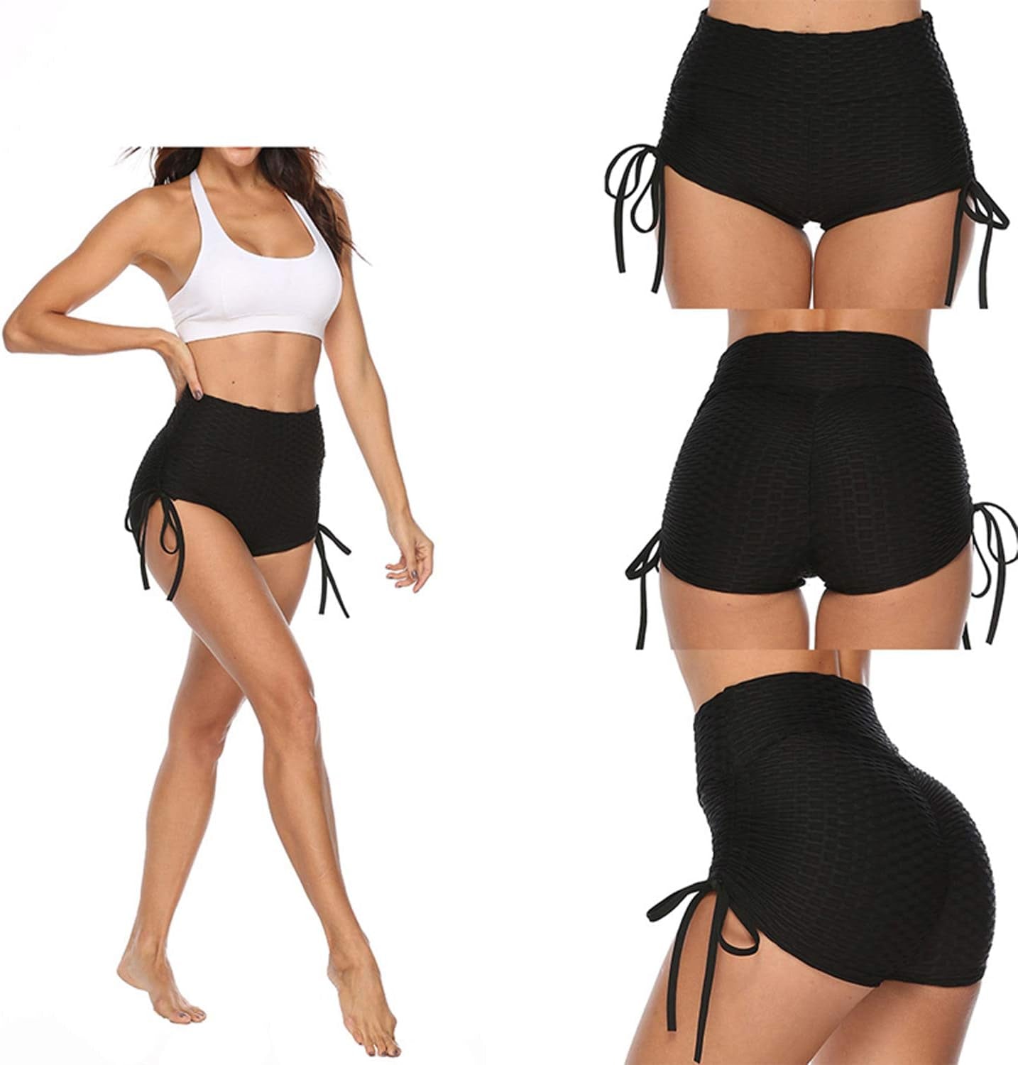 Butt Lifting Yoga Shorts for Women Tummy Control Leggings Textured Ruched Running Shorts